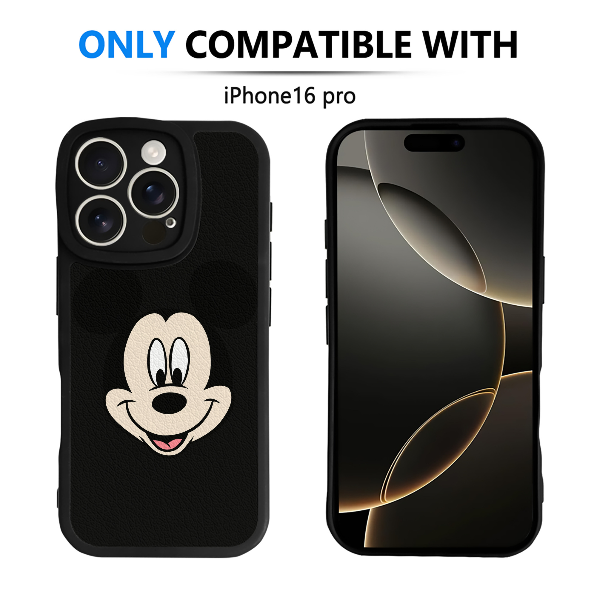 （画像用） ミッキーマウス Mickey Mouse 【iPhone 16シリーズ対応】シリコンスマホケース（レザー調） 材質：シリコン
